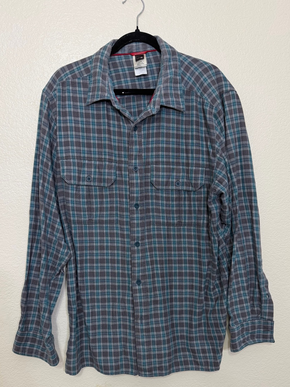 The North Face Men’s Cotton Button Down Flannel Shirt Size XL Gray